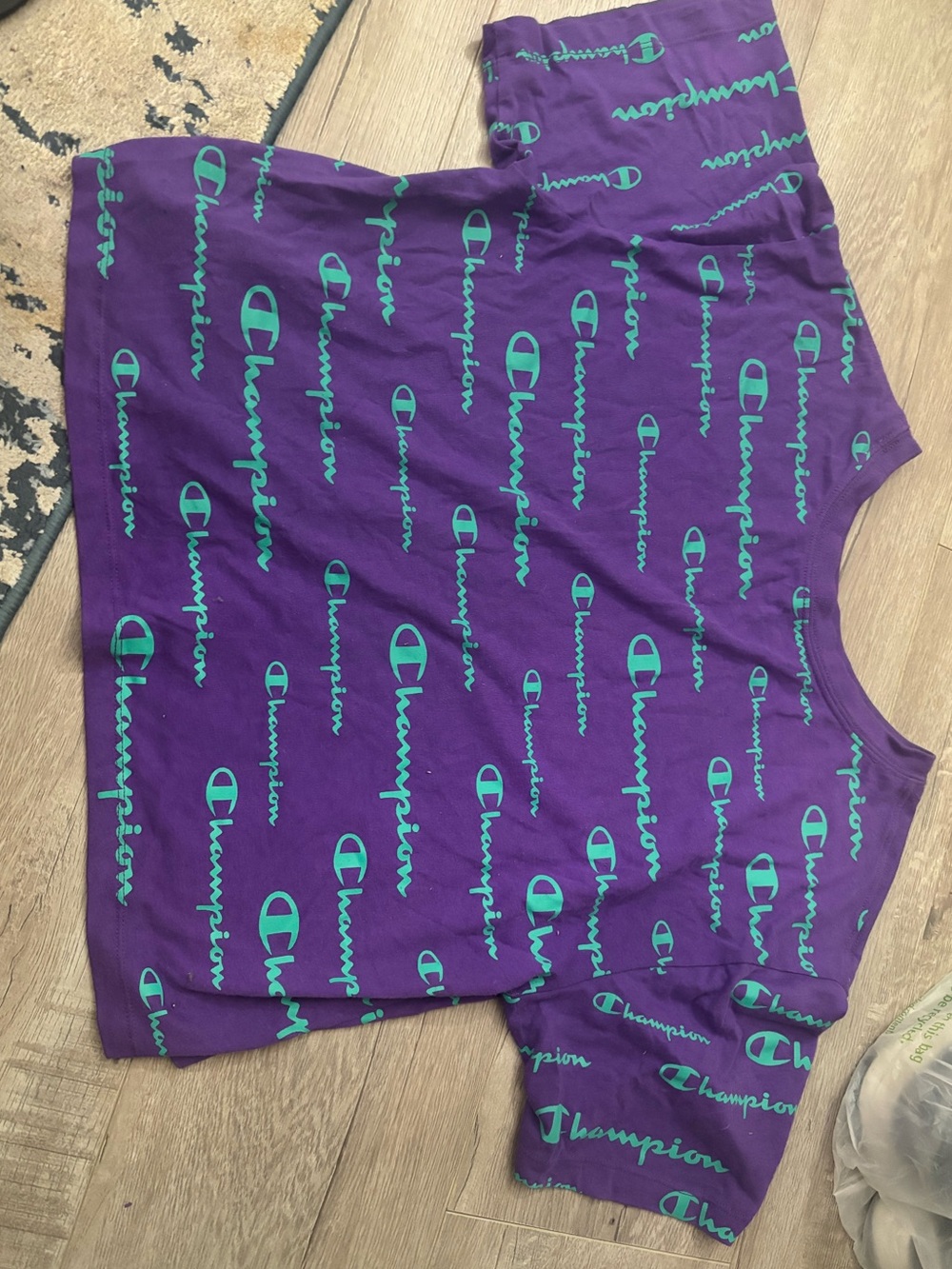 Champion Purple Tee with Teal All-Over Logo